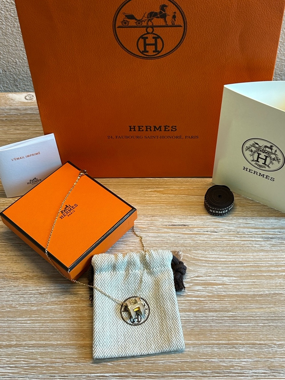 Hermes Pop H necklace in Beige Enamel
